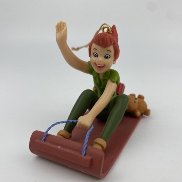 Disney Grolier Christmas Holiday Tree Ornament Peter Pan "Peter Pan On A Sled" - Picture 6 of 11